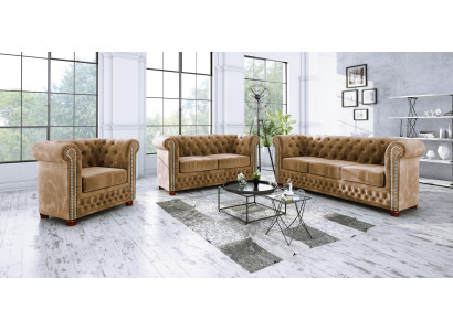 Chestgerfield Sofagarnitur Couch Polster Sitz Set 321 Sitzer Garnituren Couchen