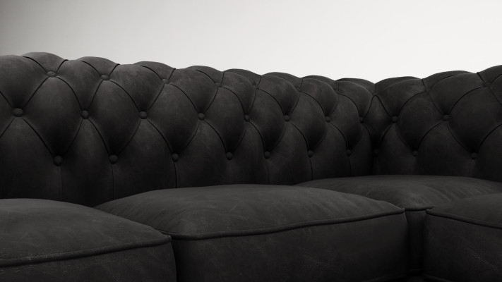 Chesterfield Ecksofa L-Form Stoff Design Couch Polster Sitz Sofa Textil