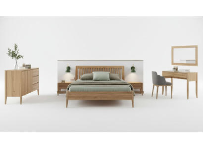 Schlafzimmer 3tlg. Set Bett Massivholz Möbel Nachttische 2x Betten Echtes Holz