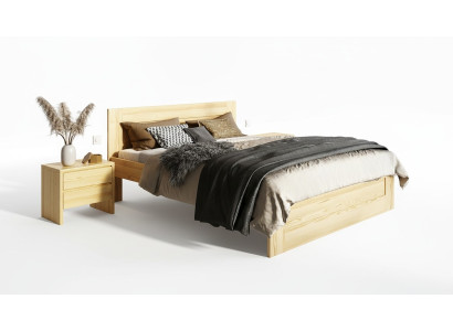 Schlafzimmer 3tlg. Set Echtes Holz Bett mit 2x Nachttische 180x200cm Massivholz