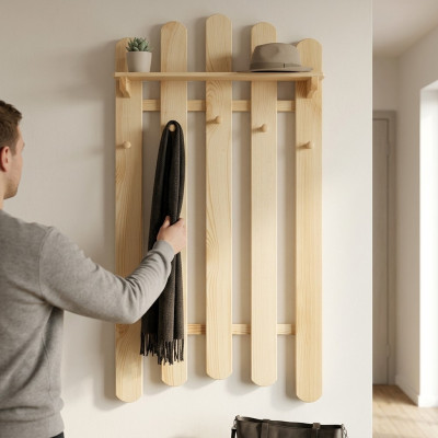 Garderobenpaneel Wandgarderobe Garderobe Garderobenleiste Kiefer Holz Handarbeit