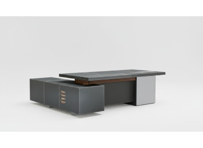 Design Büro Möbel Einrichtung Schreibtisch Eck Tisch Boss Leder Holz