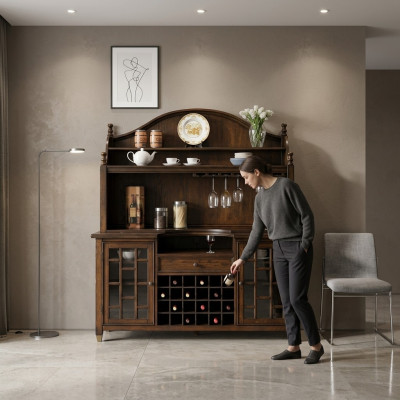 Landhaus Anrichte Kommode Vitrinen Schrank Weinschrank Regal Vitrine Schränke