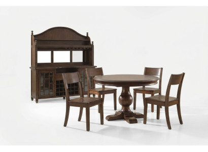 Design Rund Tisch 4x Stühle Ess Zimmer Sitz Runde Tische Garnitur Holz 5tlg. Set