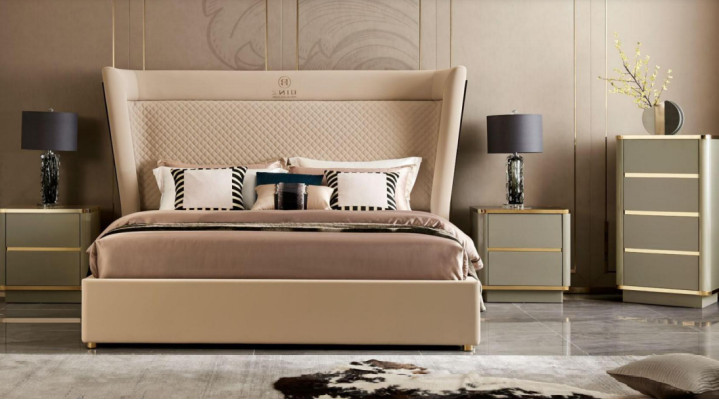 Schlafzimmer Hotel Betten Doppel Bett Design Holz Stoff Betten 180x200cm