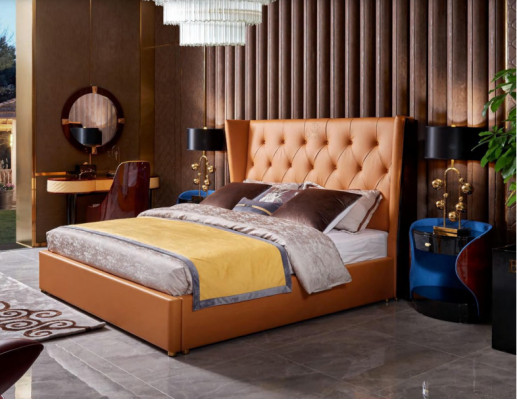 Bett Schlafzimmer Möbel 6tlg. Leder Komplett Set Design Luxus Betten