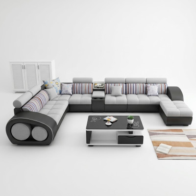 Designer Sofa Couch Ecksofa mit Hocker Garnitur Polster Wohnlandschaft L-Form