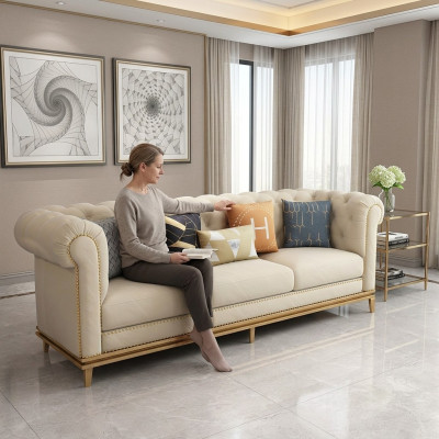 Dreisitzer Couch Polster Design Sofa 3er Sitz Sofas Zimmer Weiß Luxus Couchen