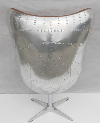 Vintage Schalensessel Aluminium Echtleder Wippfunktion Eierstuhl egg Braun