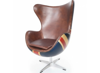 Stuhl  Loungesessel Vintage Drehstuhl Chef Sessel Lounge Club Leder Jack Union
