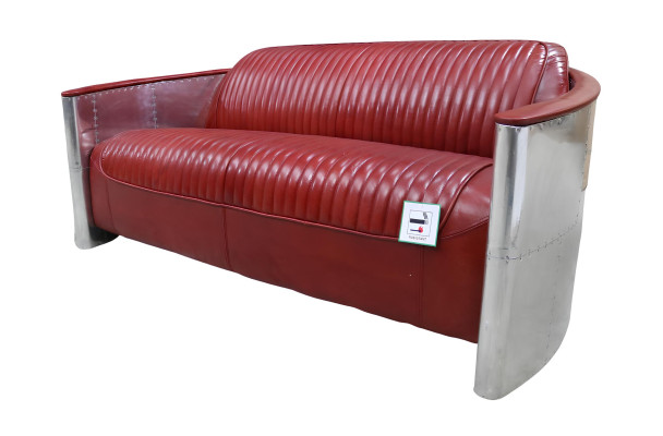Ledersofa Couch Polster Sofa Aluminium Dreisitzer Vintage Luxus Möbel Sofas Neu