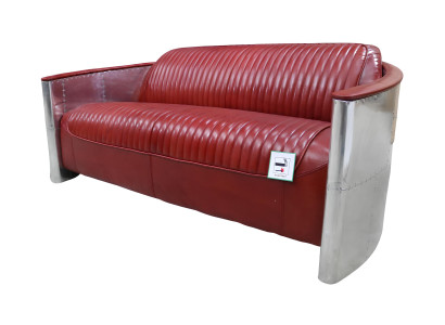 Ledersofa Couch Polster Sofa Aluminium Dreisitzer Vintage Luxus Möbel Sofas Neu