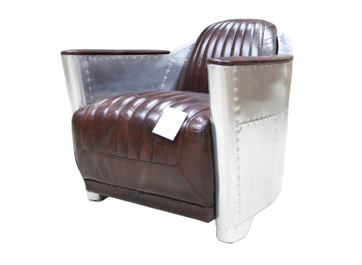 Echtleder Design Vintage Chromsessel Designsessel Sessel Flugzeug Aviator Leder