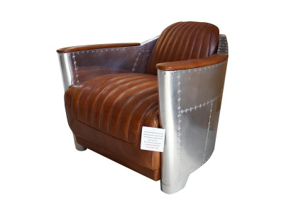 Ledersofa Sofa Couch Polster Einsitzer Sofas Couchen Flugzeug Aviator Aluminium