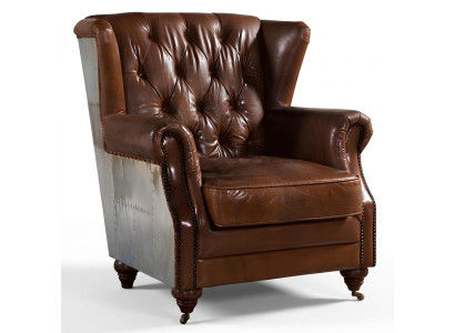 Ohrensessel Schöner Vintage Chesterfield Ohrenbacken-Sessel Clubsessel
