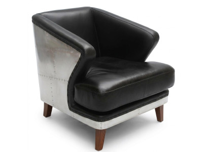 Clubsessel Schwarz Leder Ledersessel Vintage Sessel Möbel Relax