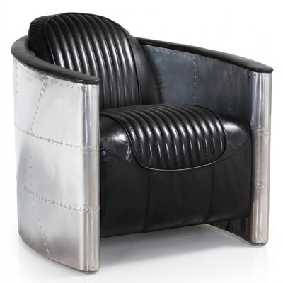 Aviator Sofa Sessel Couch club Vintage Aluminium Flugzeug Retro Echtleder Lounge