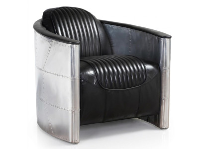 Aviator Sofa Sessel Couch club Vintage Aluminium Flugzeug Retro Echtleder Lounge