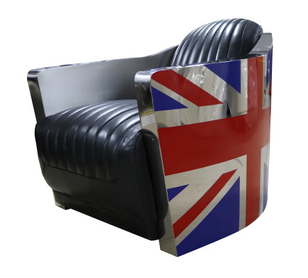 Echtleder Vintage Ledersessel Deko Designsessel Rocket Union Jack Vintage