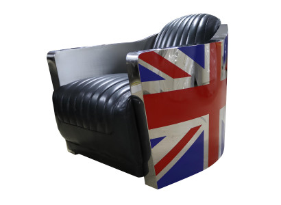 Echtleder Vintage Ledersessel Deko Designsessel Rocket Union Jack Vintage