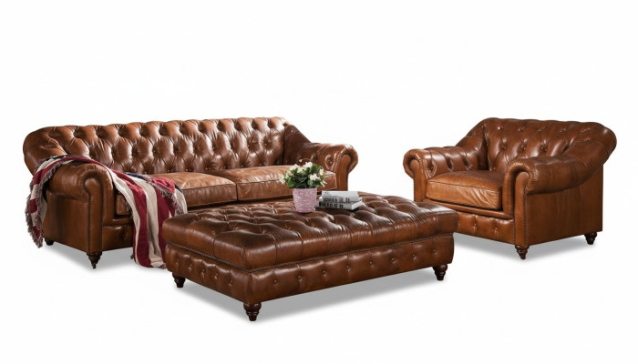 Design Chesterfield Dreisitzer 3 Sitzer Leder Couch Polster Sofas Sofa Sitz Neu