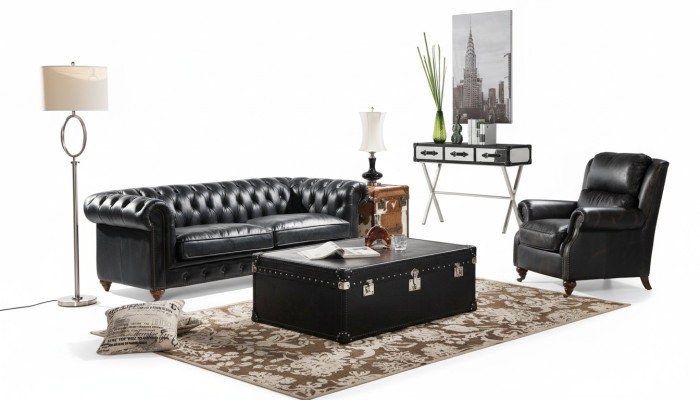 Luxus Chesterfield Sofagarnitur 3+1 Sitz Couchtisch 4tlg.Set Sofa Leder