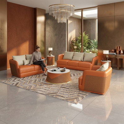 Luxus Sofa Design Couch Polster Moderne Sofas 3 Sitzer Dreisitzer orange big xxl