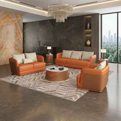 Luxus Sofa Design Couch Polster Moderne Sofas 3 Sitzer Dreisitzer orange big xxl