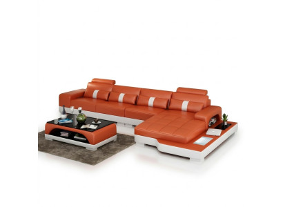 Ledersofa L-Form Couch Wohnlandschaft Ecksofa Garnitur Design Modern Sofa usb Neu