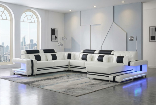 Ecksofa Sofa U Form Couch Polster Designer Leder Big Ledersofa Wohnlandschaft