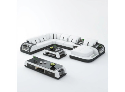 Ledersofa Design Eckgarnitur Ecksofa Luxus Wohnlandschaft led sofa couch Polster