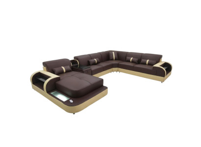 Ledersofa Design Sofa U Form Wohnlandschaft Couch Polster Ecksofa Garnitur Neu