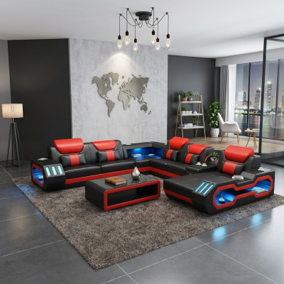 Ecksofa U-Form Couchtisch Polster Eckgarnitur Eckcouch Sofa Polster Sitz Ecke