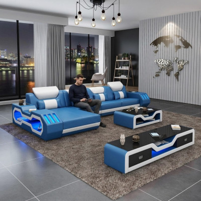 Designer Wohnlandschaft Polster L Form Ecksofa Eck Garnitur Sofa Couch Ecke led