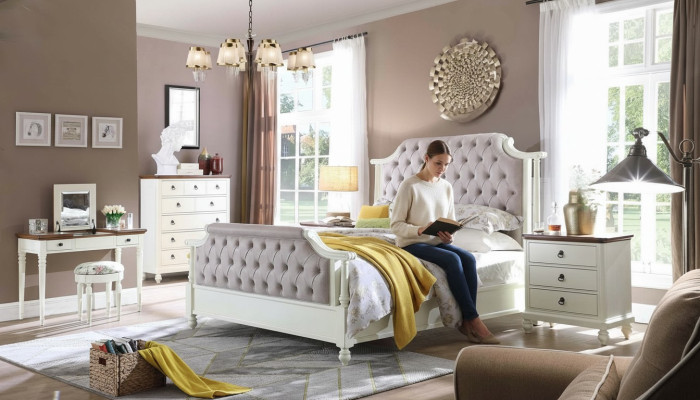 Schlafzimmer Komplett Set Königliches Barock Bett Schminktisch Nachttisch 6 tlg.
