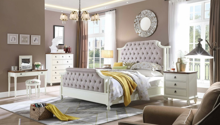 Schlafzimmer Komplett Set Königliches Barock Bett Schminktisch Nachttisch 6 tlg.