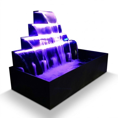 Wasserfall Pool Anlage Brunnen Edelstahl Wasserspiele Schwimmbecken Dekoration