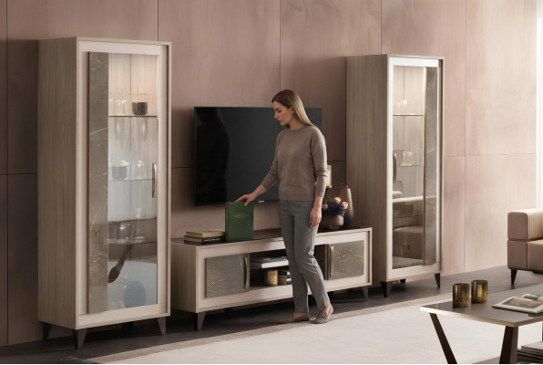 Design Wohnwand Sideboard 2x Schrank rtv Lowboard Anrichte 3 tlg. Set Vitrine
