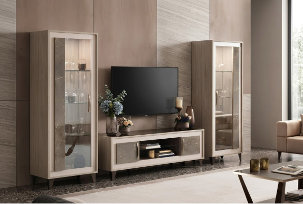 Design Wohnwand Sideboard 2x Schrank rtv Lowboard Anrichte 3 tlg. Set Vitrine