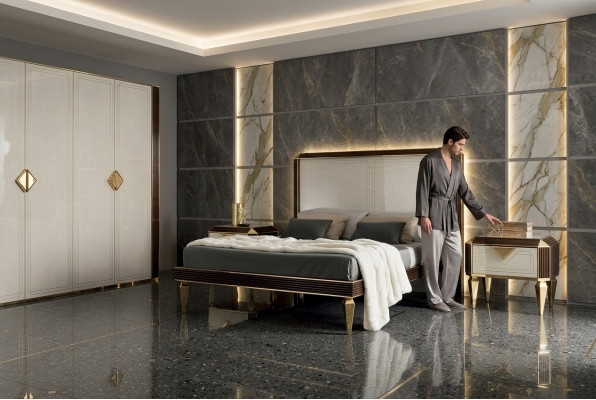 Bett 2x Nachttisch 3tlg. Schlafzimmer Betten Luxus 180x200 Zimmer arredoclassic