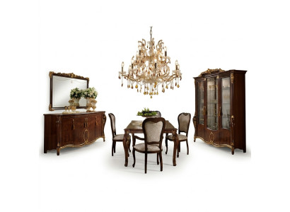 Esstisch 4x Stühle Vitrine Anrichte 8tlg. Esszimmer Set Gruppe Garnitur Tisch