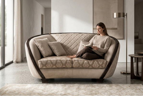 Wohnzimmer Stoff Couch Sofa 2 Sitzer Designer Couchen Couch Beige Textil Polster