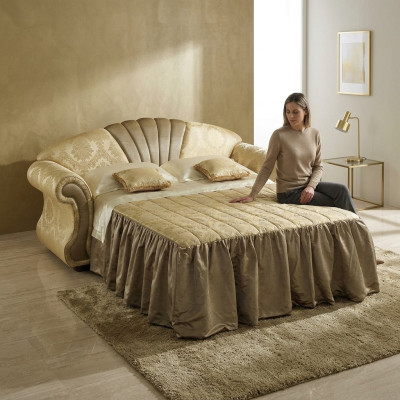 Sofa 2 Sitzer Couch Design Polster Klassische Textil Stoff Bettfunktion Couchen
