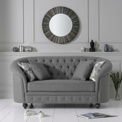 Klassische Textil Couch - Graue Chesterfield Stoff Sofa 2 Sitzer Neu jvmoebel ®
