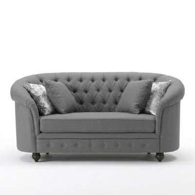Klassische Textil Couch - Graue Chesterfield Stoff Sofa 2 Sitzer Neu jvmoebel ®