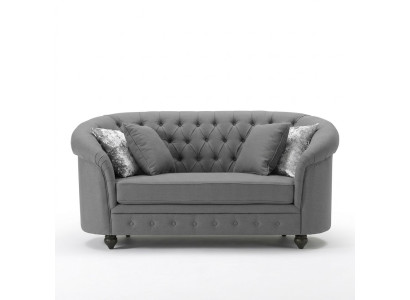 Klassische Textil Couch - Graue Chesterfield Stoff Sofa 2 Sitzer Neu jvmoebel ®