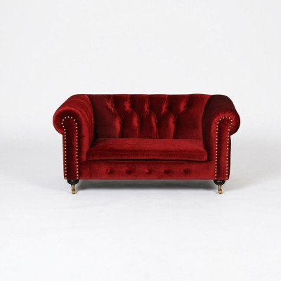 Rote Barock Sofa Couch - Chesterfield Stoff 2 Sitzer Leder Textil jvmoebel ® NEW