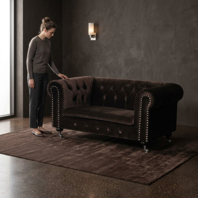 jvmoebel ® - Leder Sofa Couch Royal Braun Polster Zweisitzer Couch Garnitur Neu