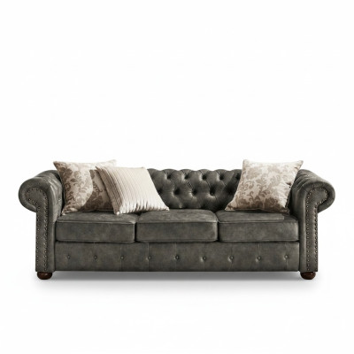 jvmoebel ® Leder Sofa Couch - Design Polster Dreisitzer Couch Garnitur Braun