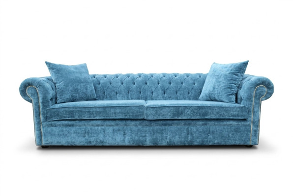 Klassische Wohnzimmer Sofa - Blaue Chesterfield Stoff Couch 3 Sitzer jvmoebel ®